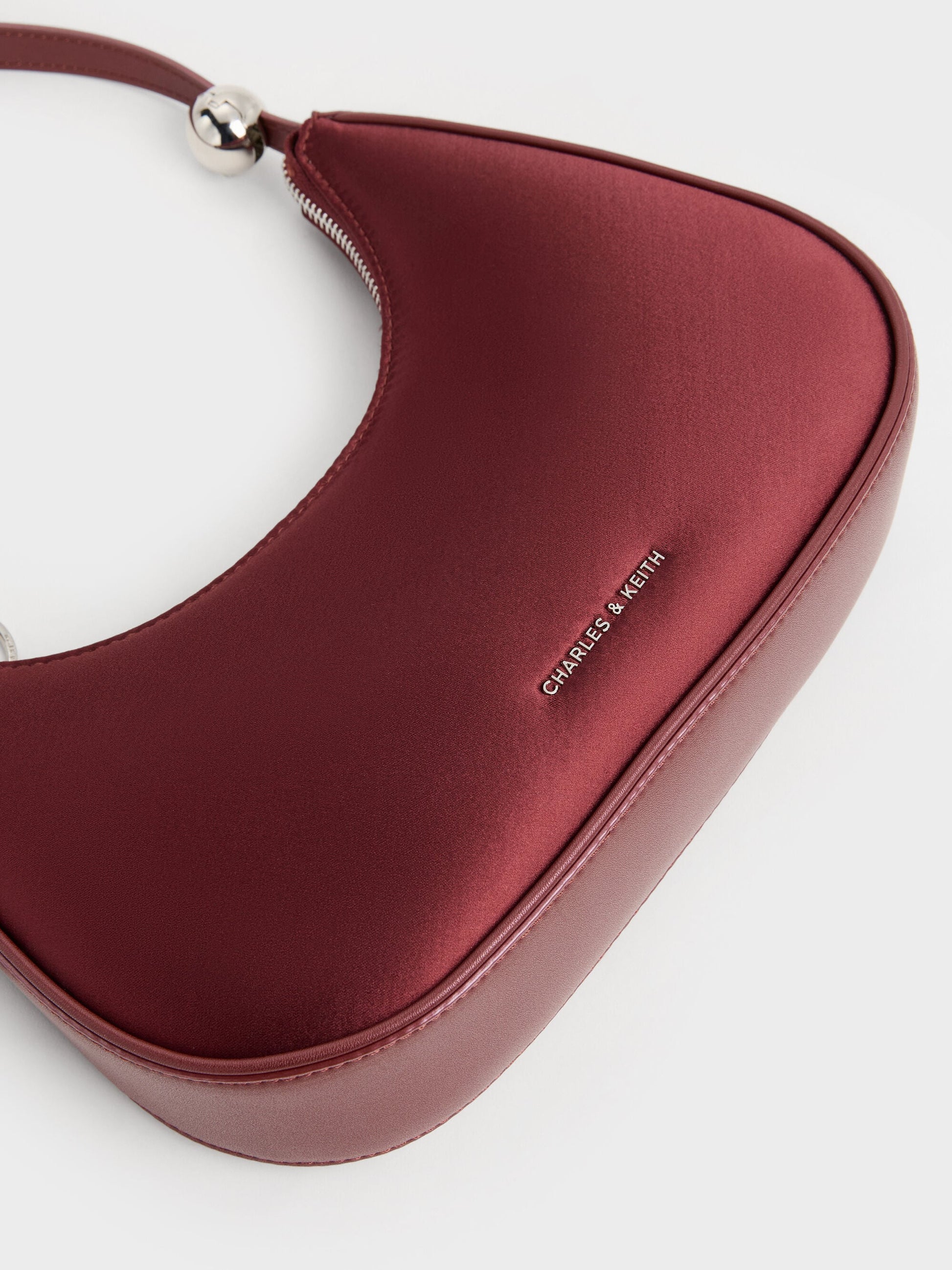 Jesmyn Satin Chain Two-Way Bag - Burgundy | CHARLES & KEITH
