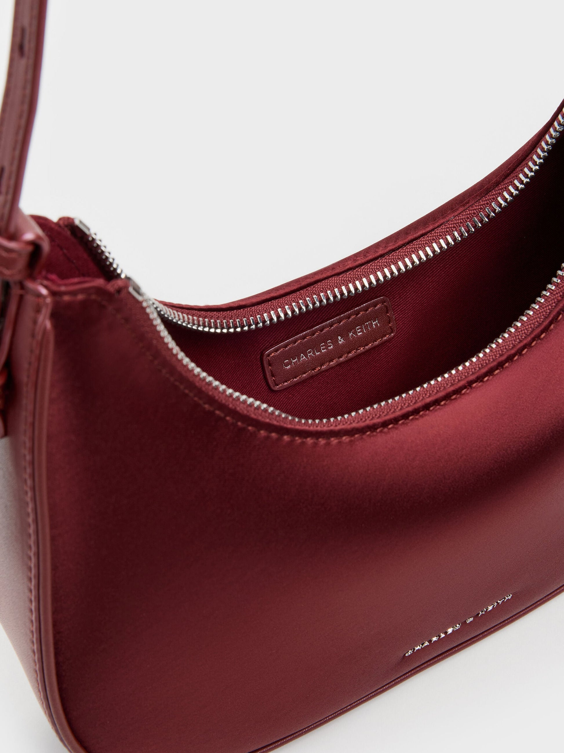 Jesmyn Satin Chain Two-Way Bag - Burgundy | CHARLES & KEITH