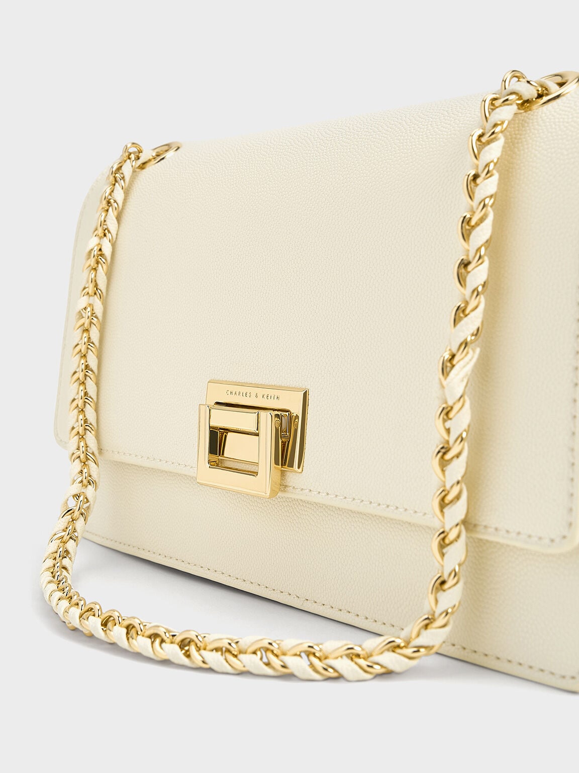 Everline Braided-Strap Shoulder Bag - Cream | CHARLES & KEITH