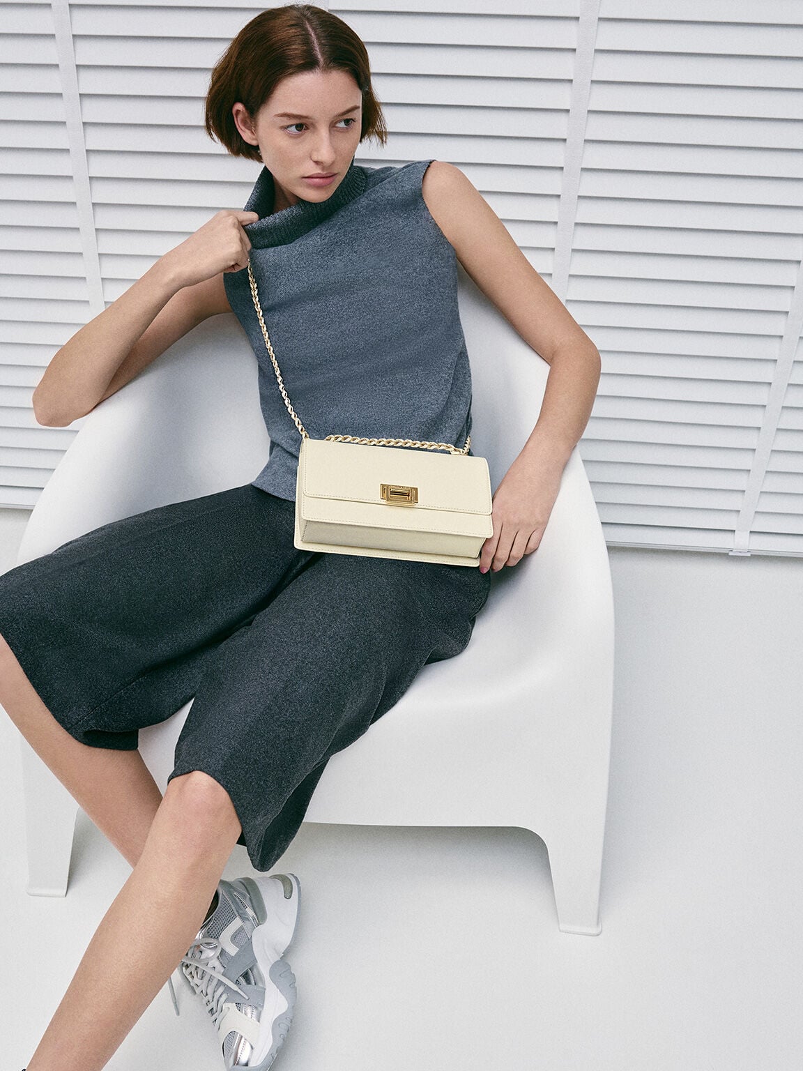 Everline Braided-Strap Shoulder Bag - Cream | CHARLES & KEITH