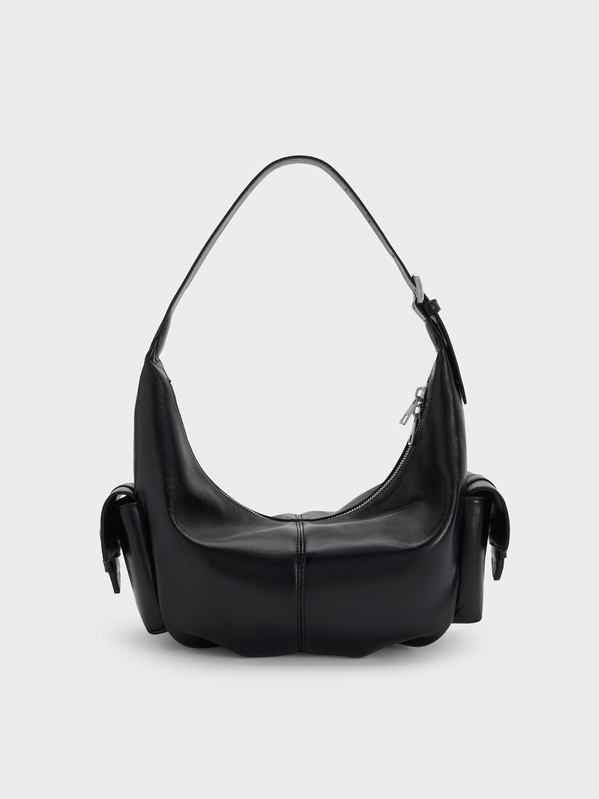 Bessie Side-Pocket Hobo Bag - Noir | CHARLES & KEITH