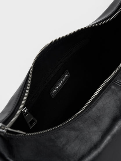Bessie Side-Pocket Hobo Bag - Noir | CHARLES & KEITH