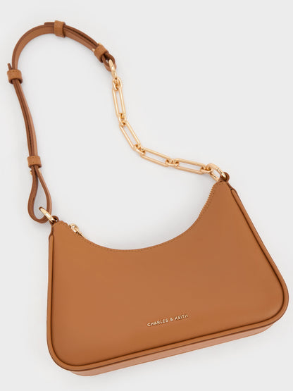 Lane Chain-Strap Shoulder Bag - Russet Brown | CHARLES & KEITH