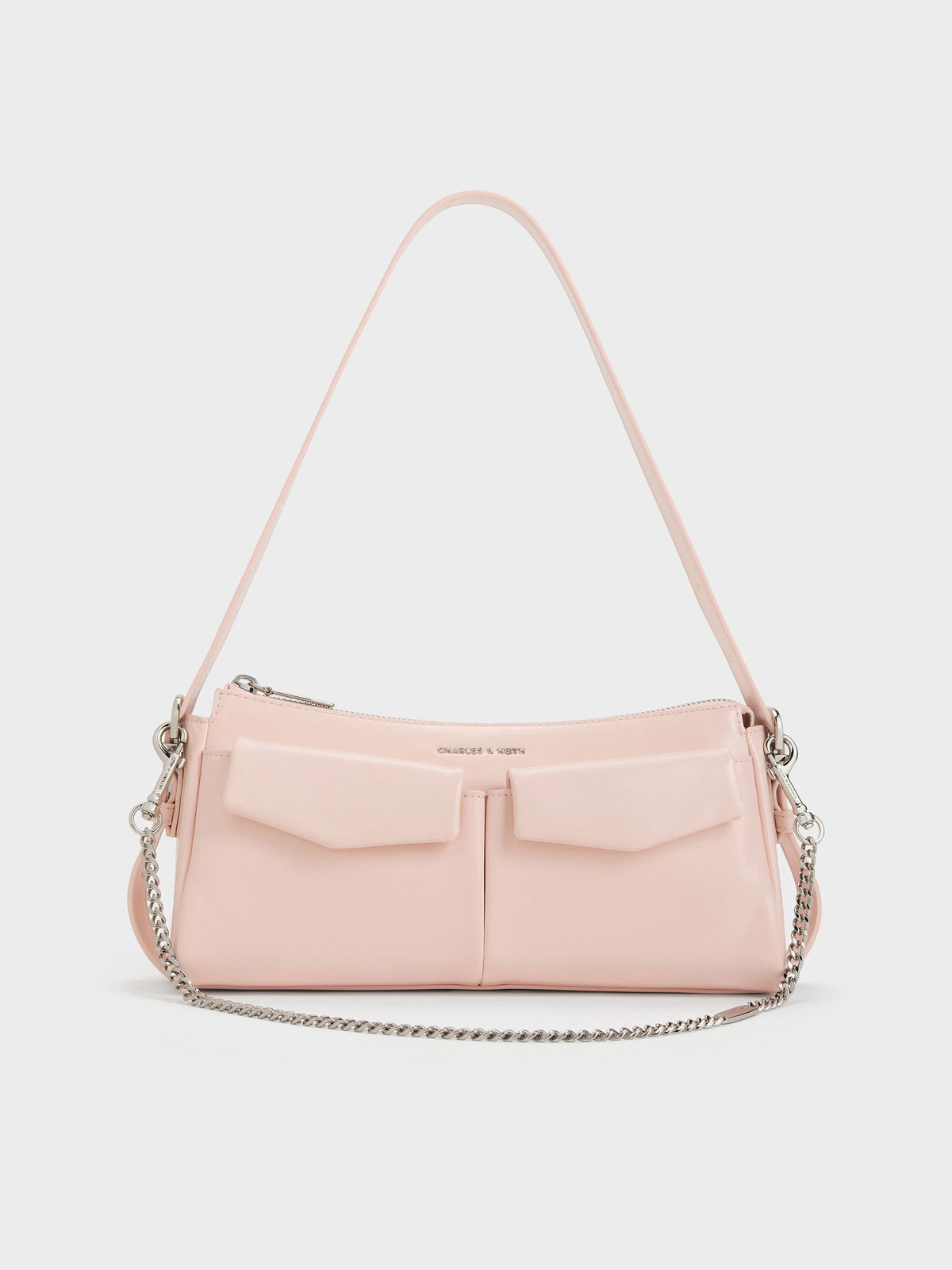 Rachel Front-Pocket Chain Shoulder Bag - Soft Pink | CHARLES & KEITH