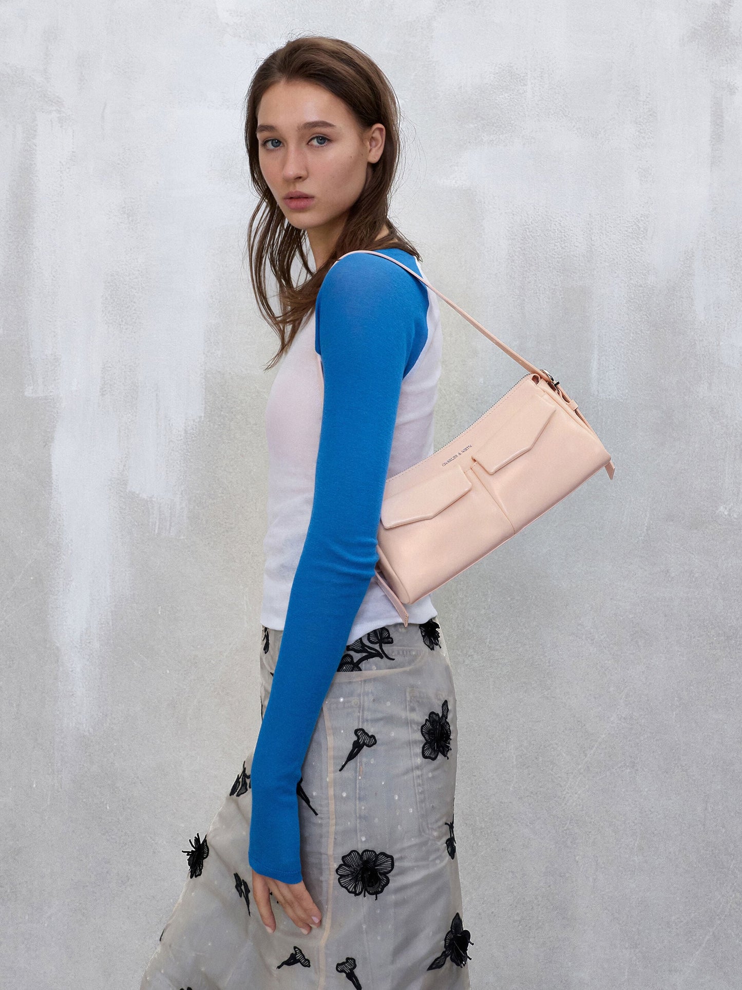 Rachel Front-Pocket Chain Shoulder Bag - Soft Pink | CHARLES & KEITH