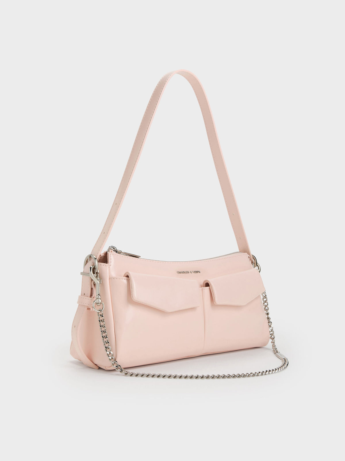 Rachel Front-Pocket Chain Shoulder Bag - Soft Pink | CHARLES & KEITH