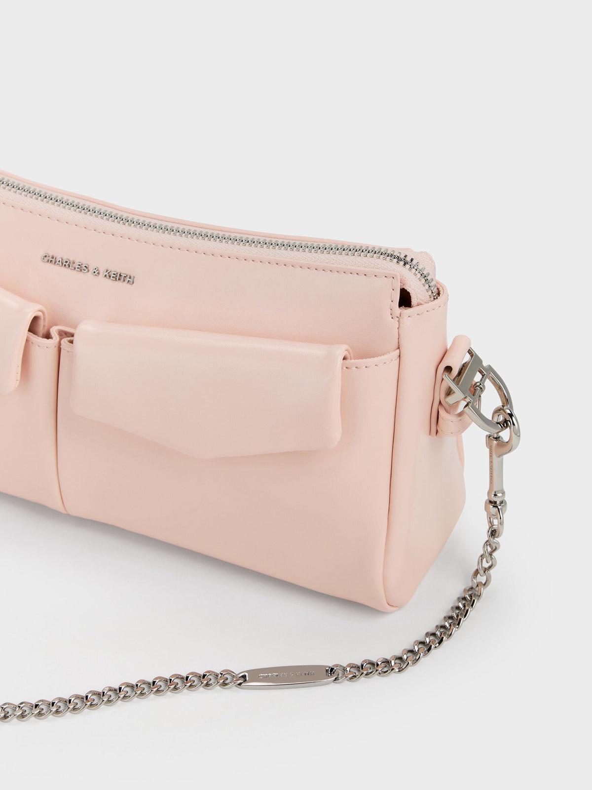 Rachel Front-Pocket Chain Shoulder Bag - Soft Pink | CHARLES & KEITH