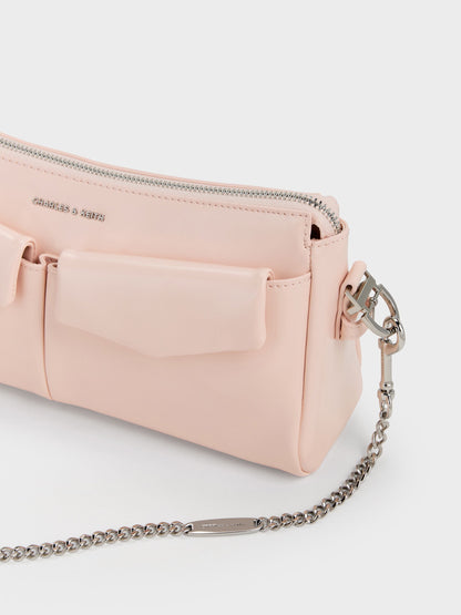 Rachel Front-Pocket Chain Shoulder Bag - Soft Pink | CHARLES & KEITH