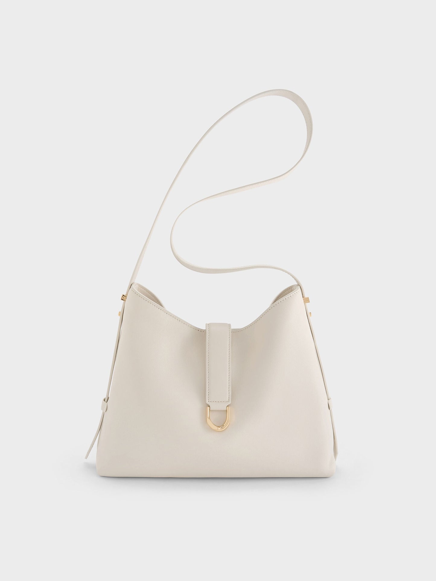 Gabine Leather Belted Hobo Bag - Eggshell Cream | CHARLES & KEITH