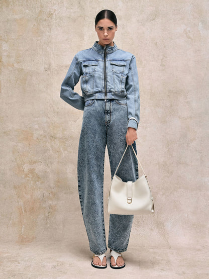 Gabine Leather Belted Hobo Bag - Eggshell Cream | CHARLES & KEITH