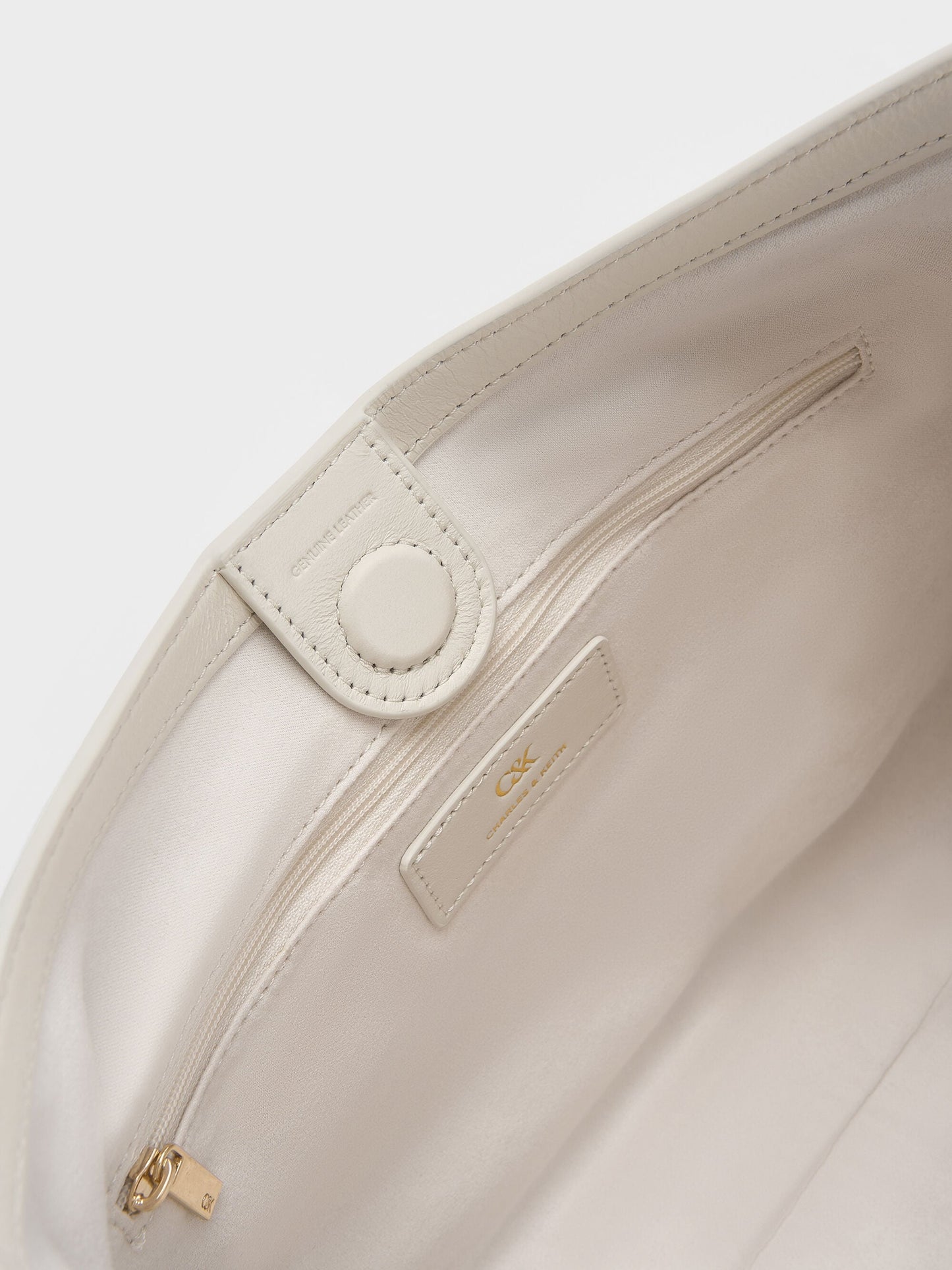 Gabine Leather Belted Hobo Bag - Eggshell Cream | CHARLES & KEITH