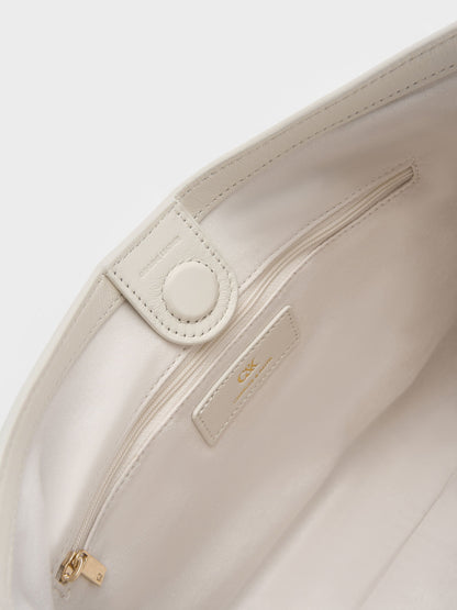 Gabine Leather Belted Hobo Bag - Eggshell Cream | CHARLES & KEITH