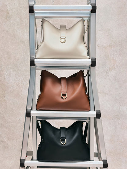 Gabine Leather Belted Hobo Bag - Eggshell Cream | CHARLES & KEITH