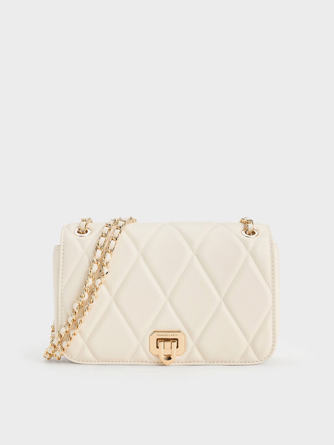 Arwen Diamond-Quilt Shoulder Bag - Cream | CHARLES & KEITH
