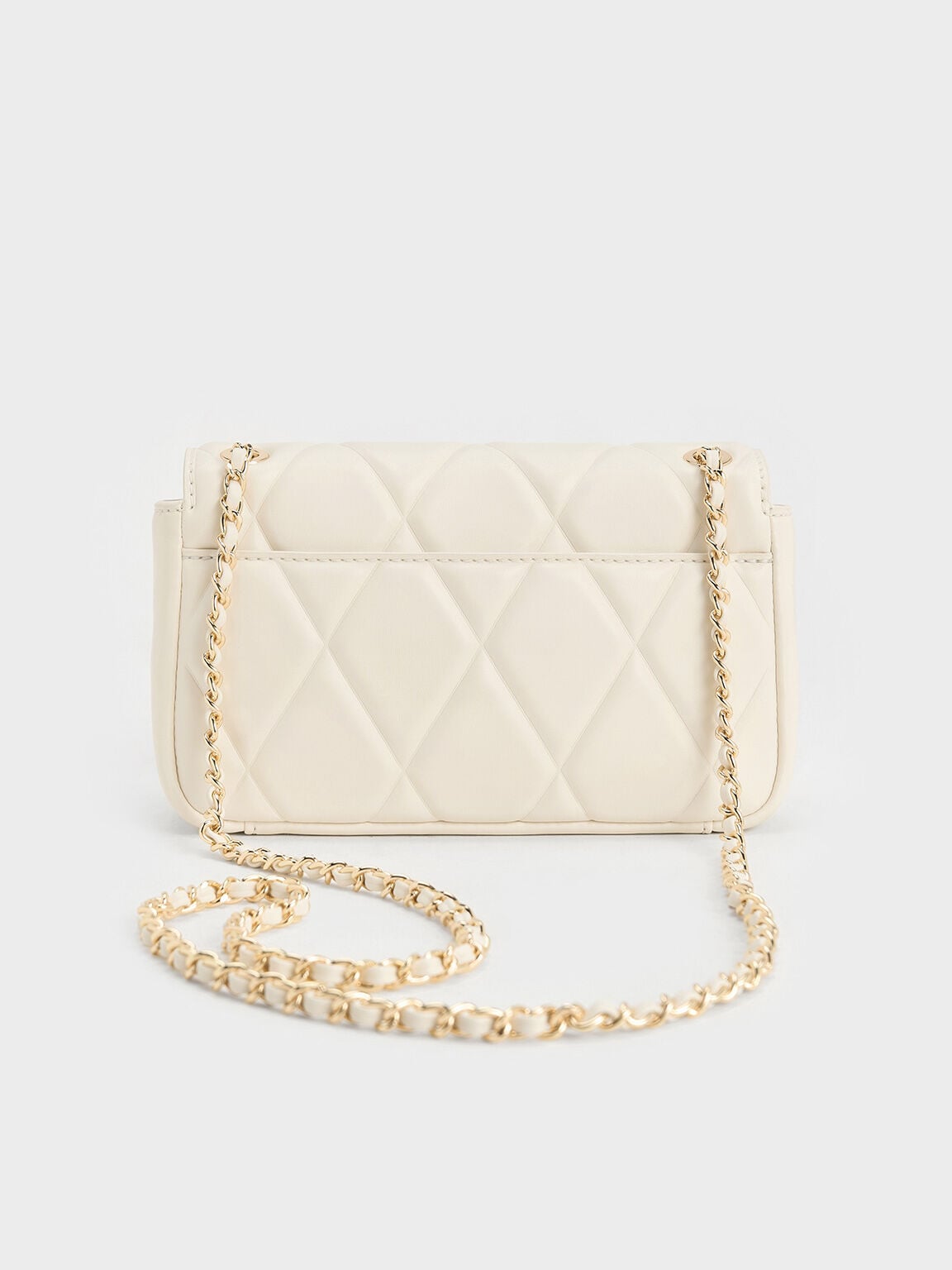 Arwen Diamond-Quilt Shoulder Bag - Cream | CHARLES & KEITH