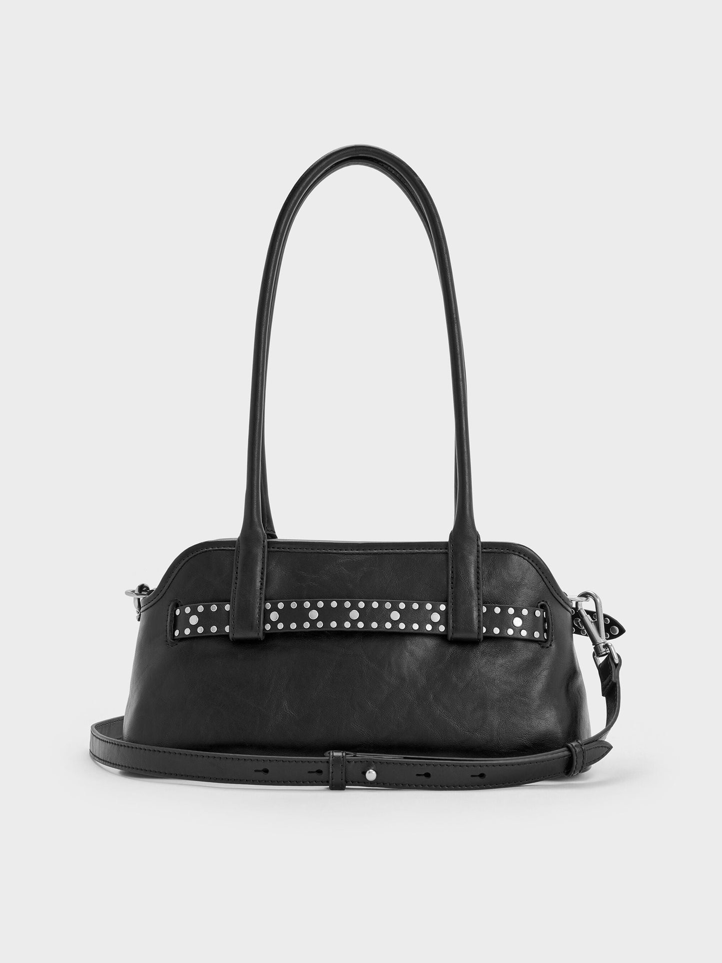 Victoria Studded Belted Shoulder Bag - Noir | CHARLES & KEITH