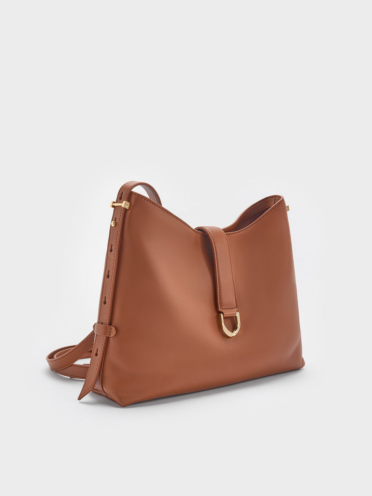 Gabine Leather Belted Hobo Bag - Chocolate | CHARLES & KEITH