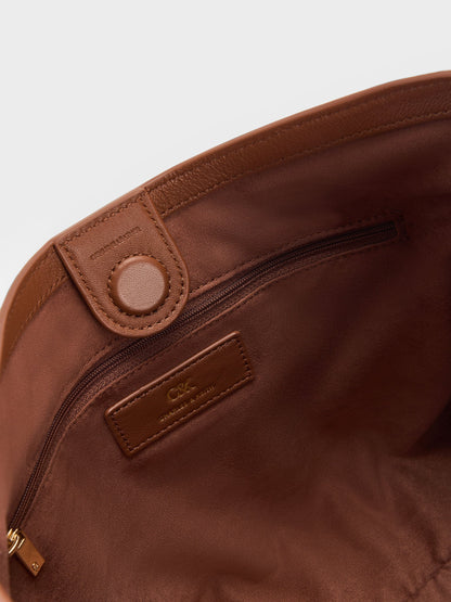 Gabine Leather Belted Hobo Bag - Chocolate | CHARLES & KEITH