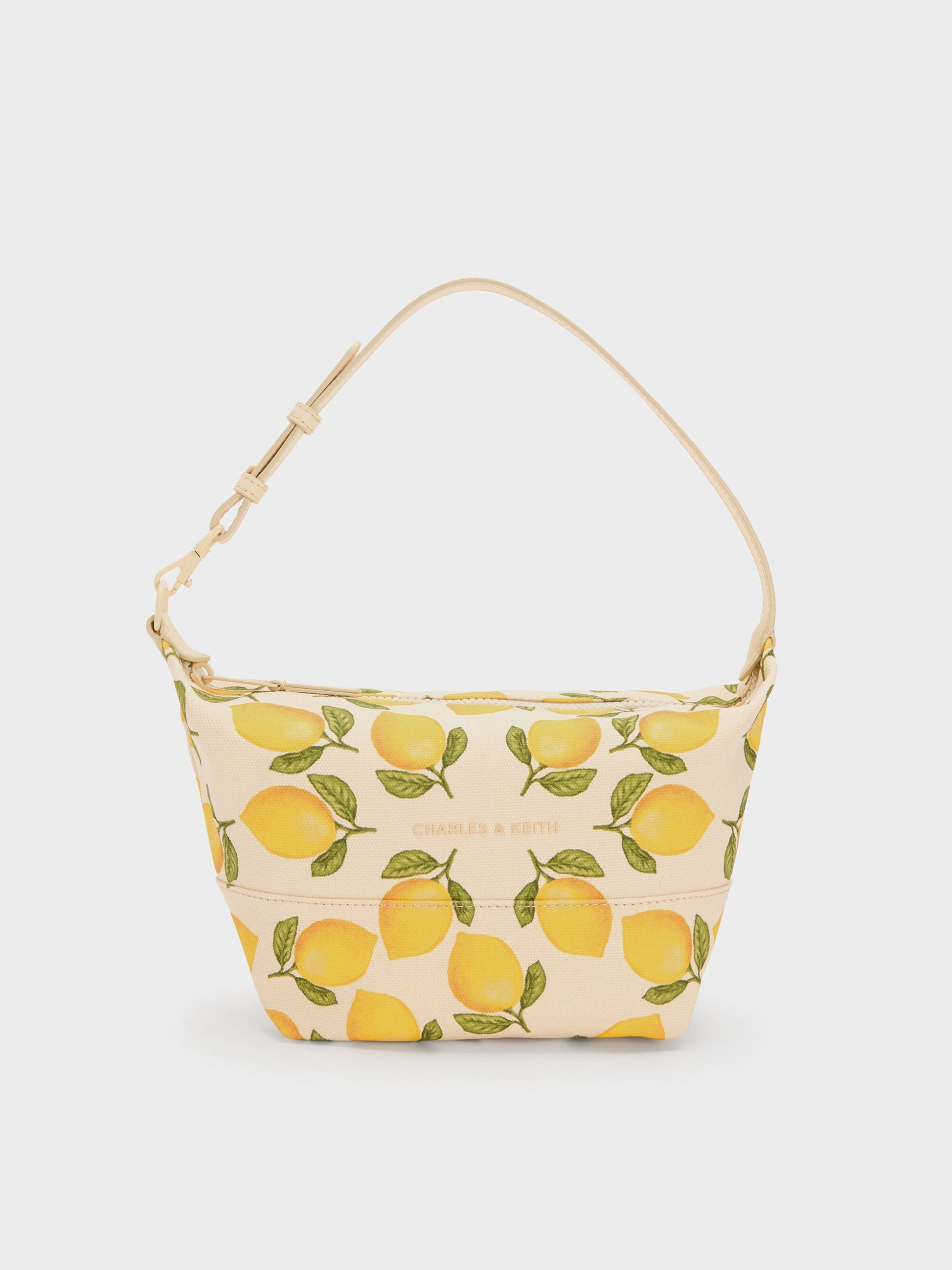 Amity Canvas Lemon-Print Hobo Bag - Butter Yellow | CHARLES & KEITH