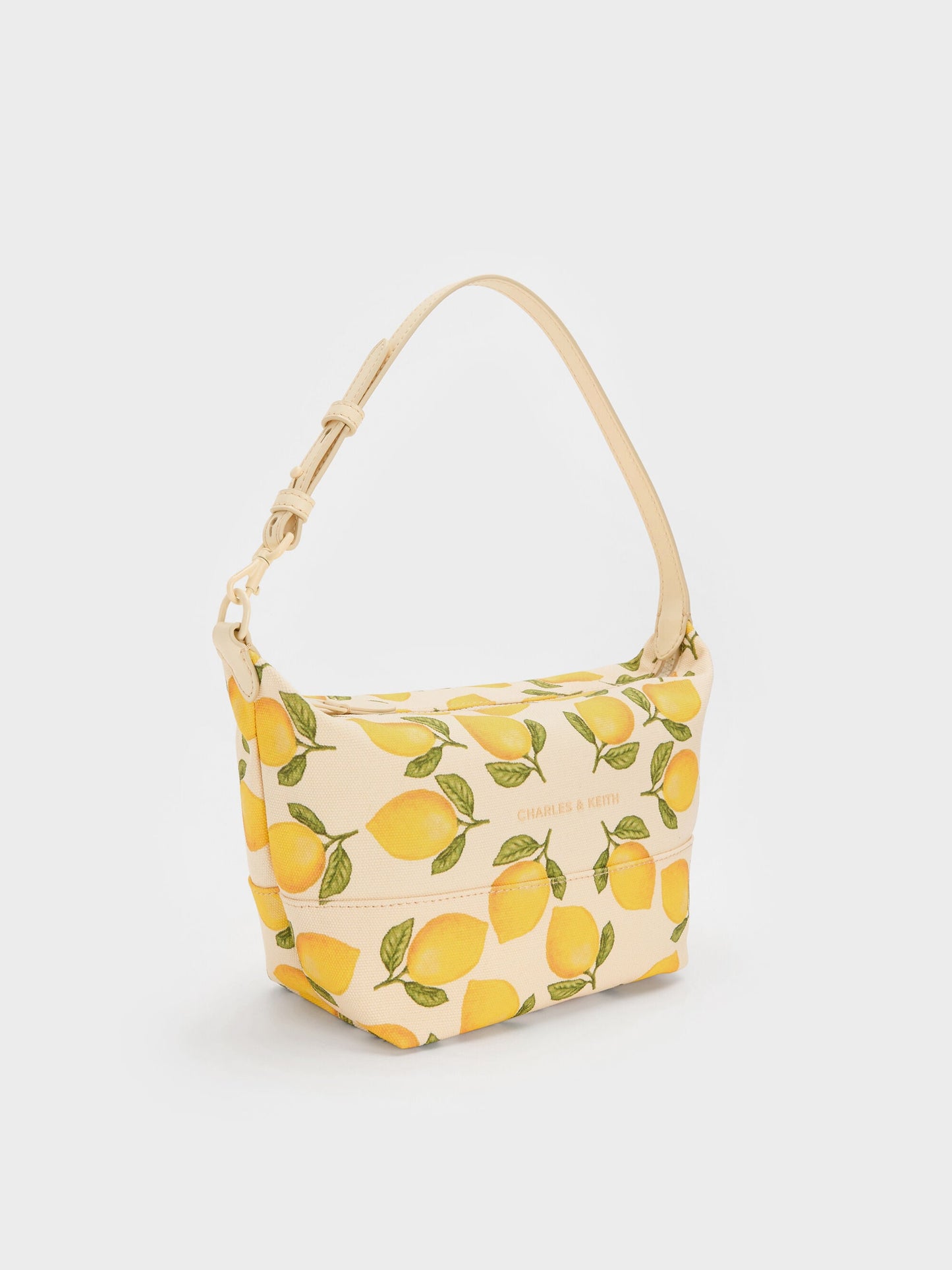 Amity Canvas Lemon-Print Hobo Bag - Butter Yellow | CHARLES & KEITH