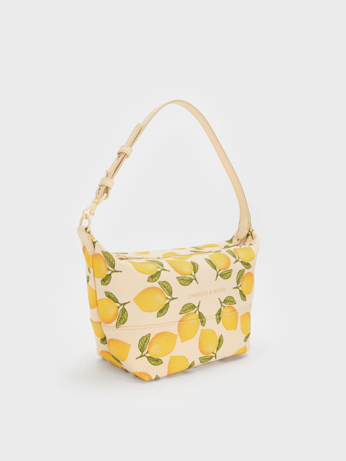 Amity Canvas Lemon-Print Hobo Bag - Butter Yellow | CHARLES & KEITH