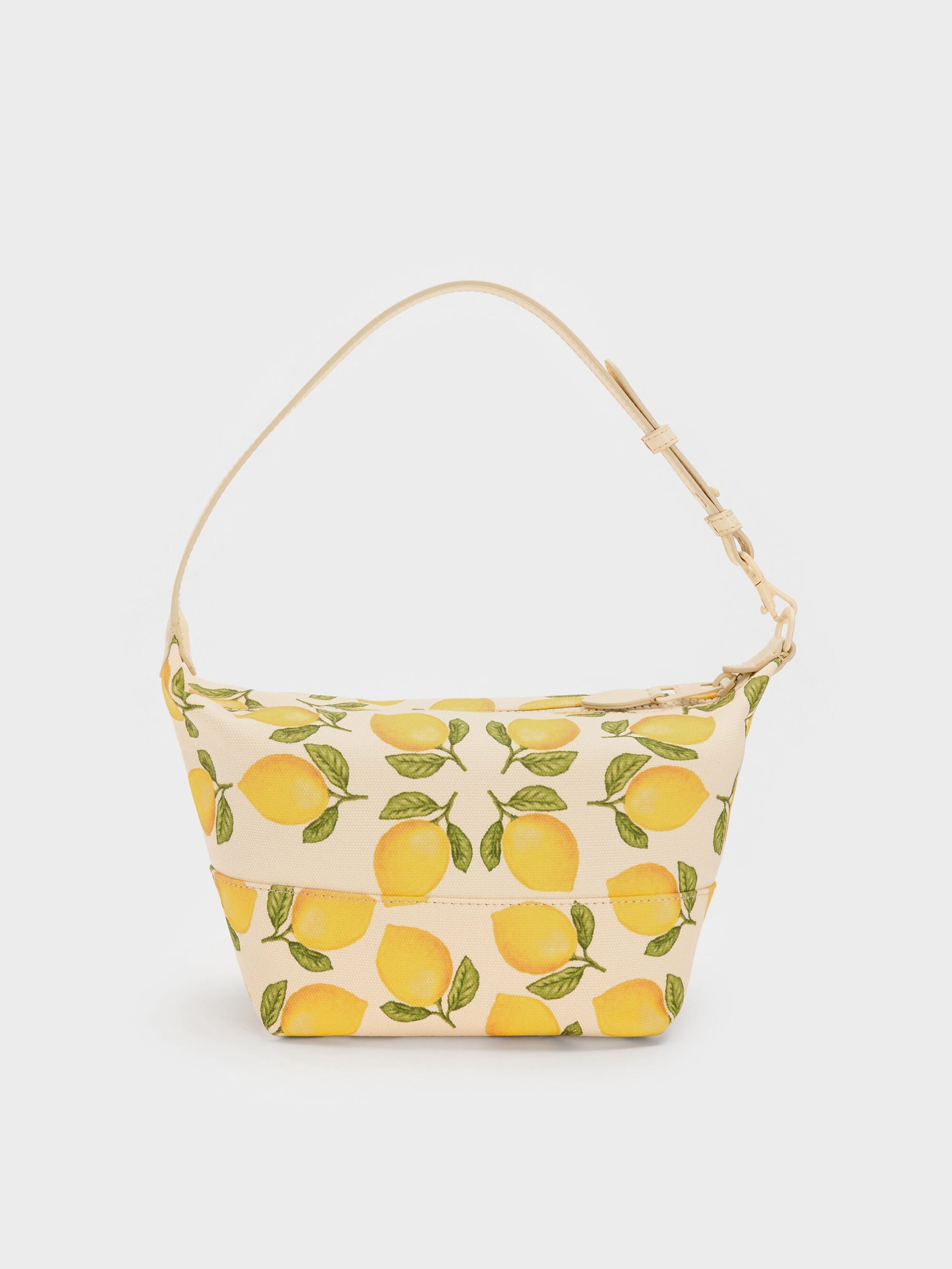 Amity Canvas Lemon-Print Hobo Bag - Butter Yellow | CHARLES & KEITH