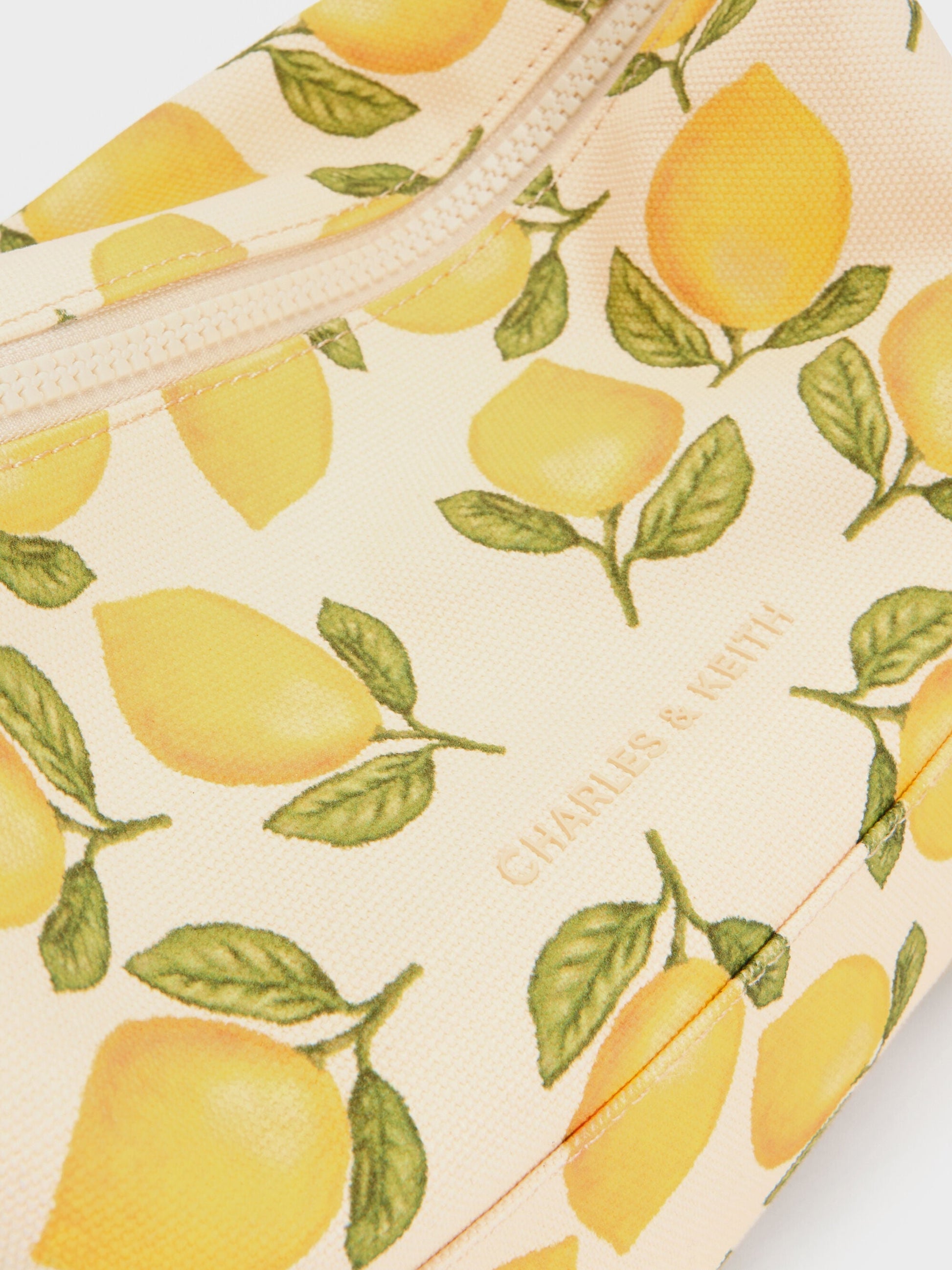 Amity Canvas Lemon-Print Hobo Bag - Butter Yellow | CHARLES & KEITH