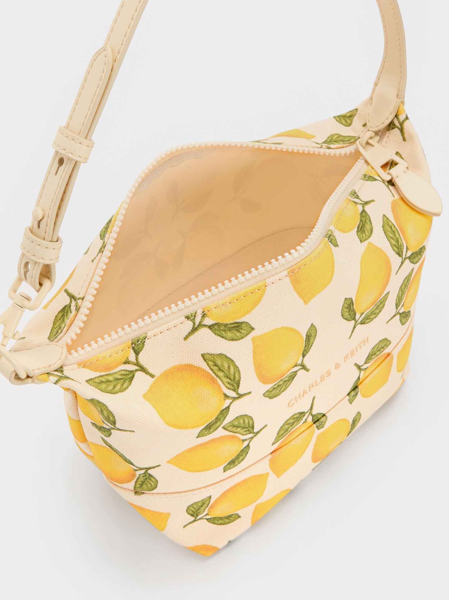 Amity Canvas Lemon-Print Hobo Bag - Butter Yellow | CHARLES & KEITH