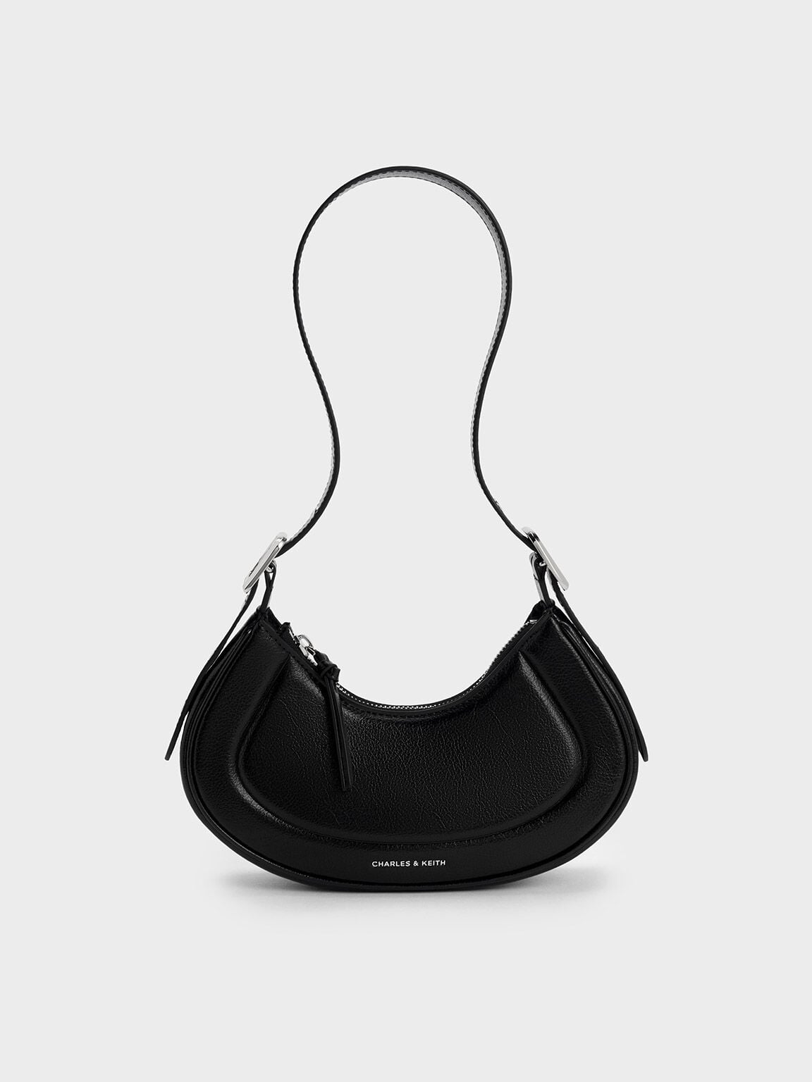 Petra Curved Shoulder Bag - Noir | CHARLES & KEITH