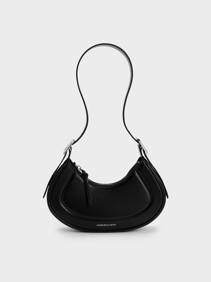 Petra Curved Shoulder Bag - Noir | CHARLES & KEITH