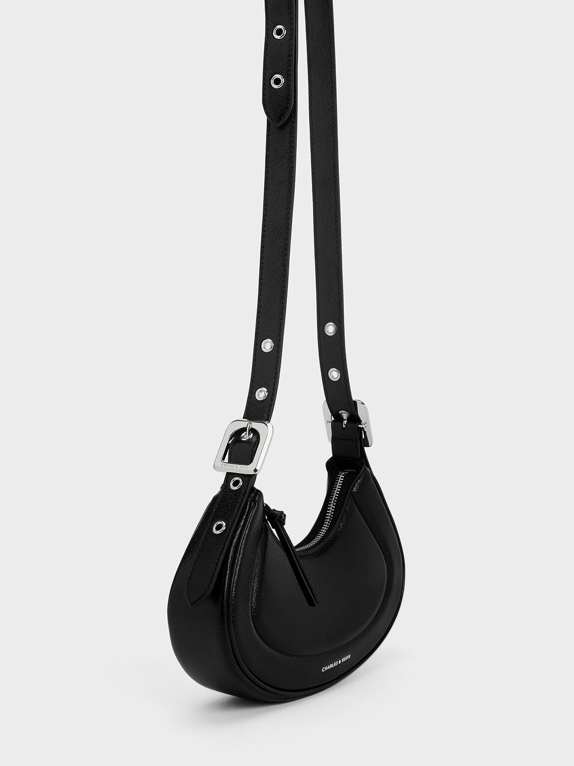 Petra Curved Shoulder Bag - Noir | CHARLES & KEITH
