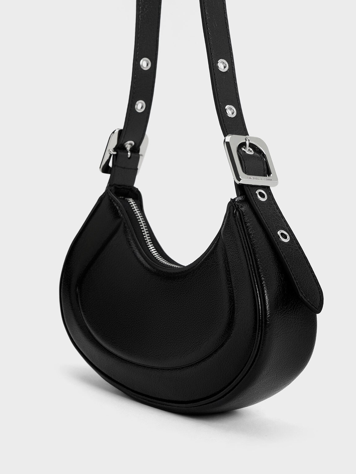 Petra Curved Shoulder Bag - Noir | CHARLES & KEITH