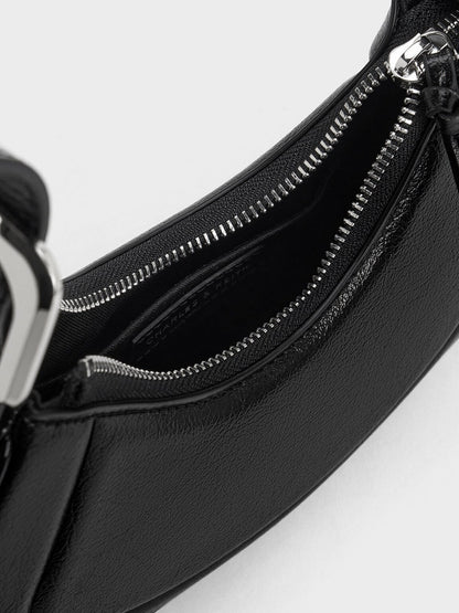 Petra Curved Shoulder Bag - Noir | CHARLES & KEITH
