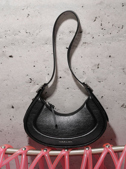 Petra Curved Shoulder Bag - Noir | CHARLES & KEITH