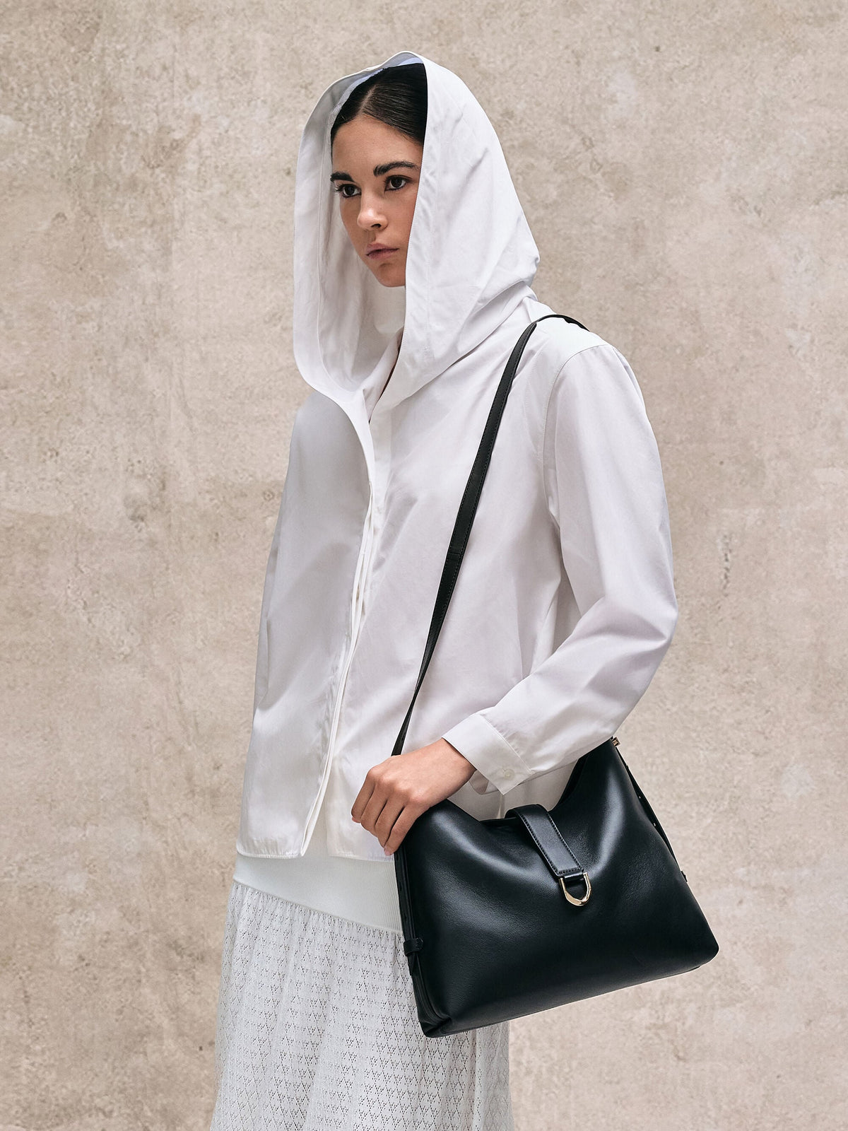 Gabine Leather Belted Hobo Bag - Black | CHARLES & KEITH