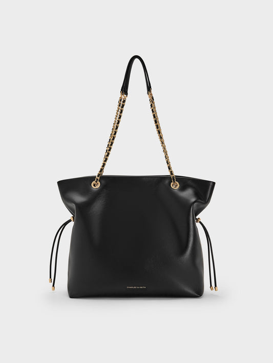 Arya Braided-Chain Tote Bag - Black | CHARLES & KEITH
