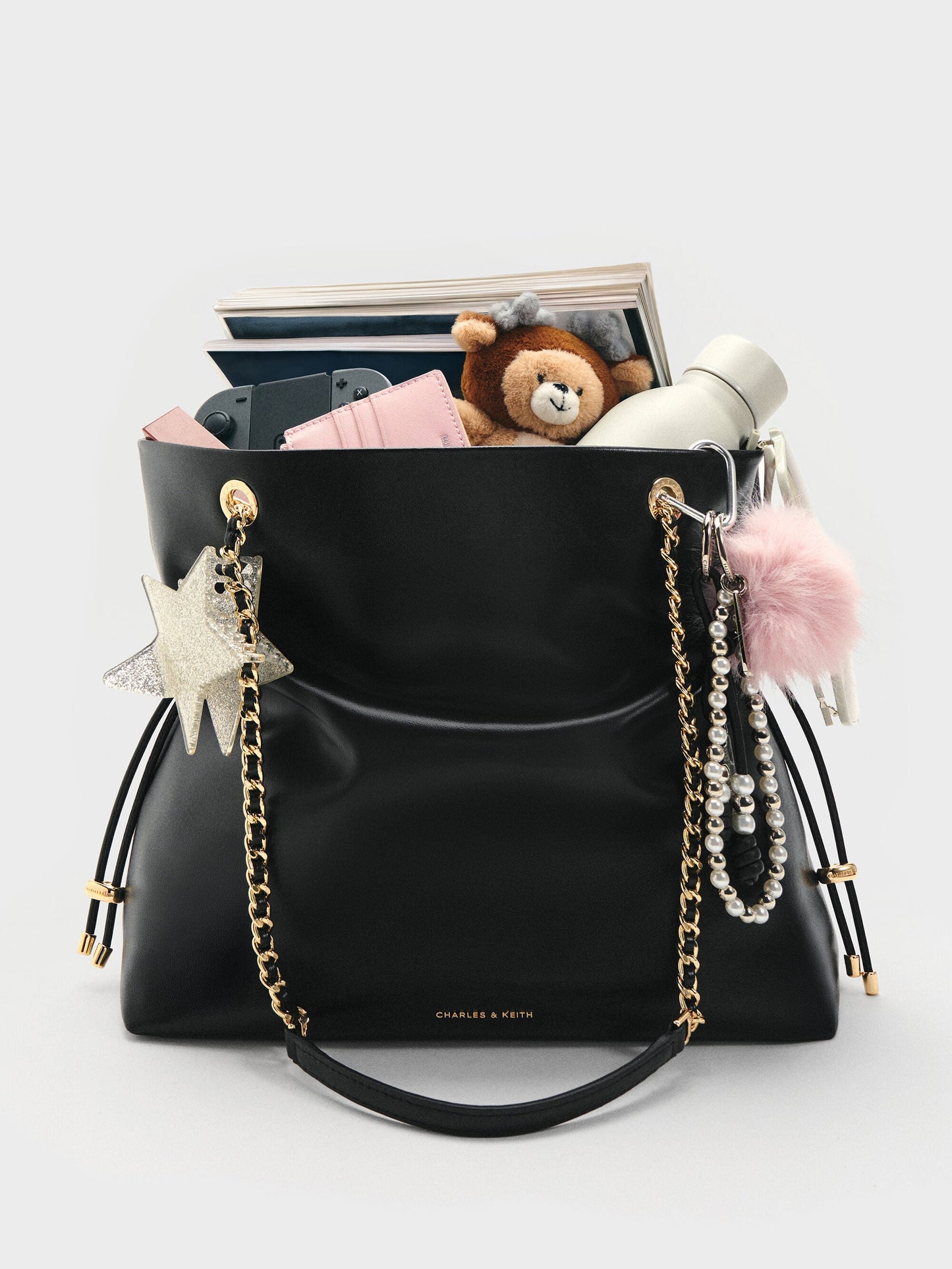 Arya Braided-Chain Tote Bag - Black | CHARLES & KEITH
