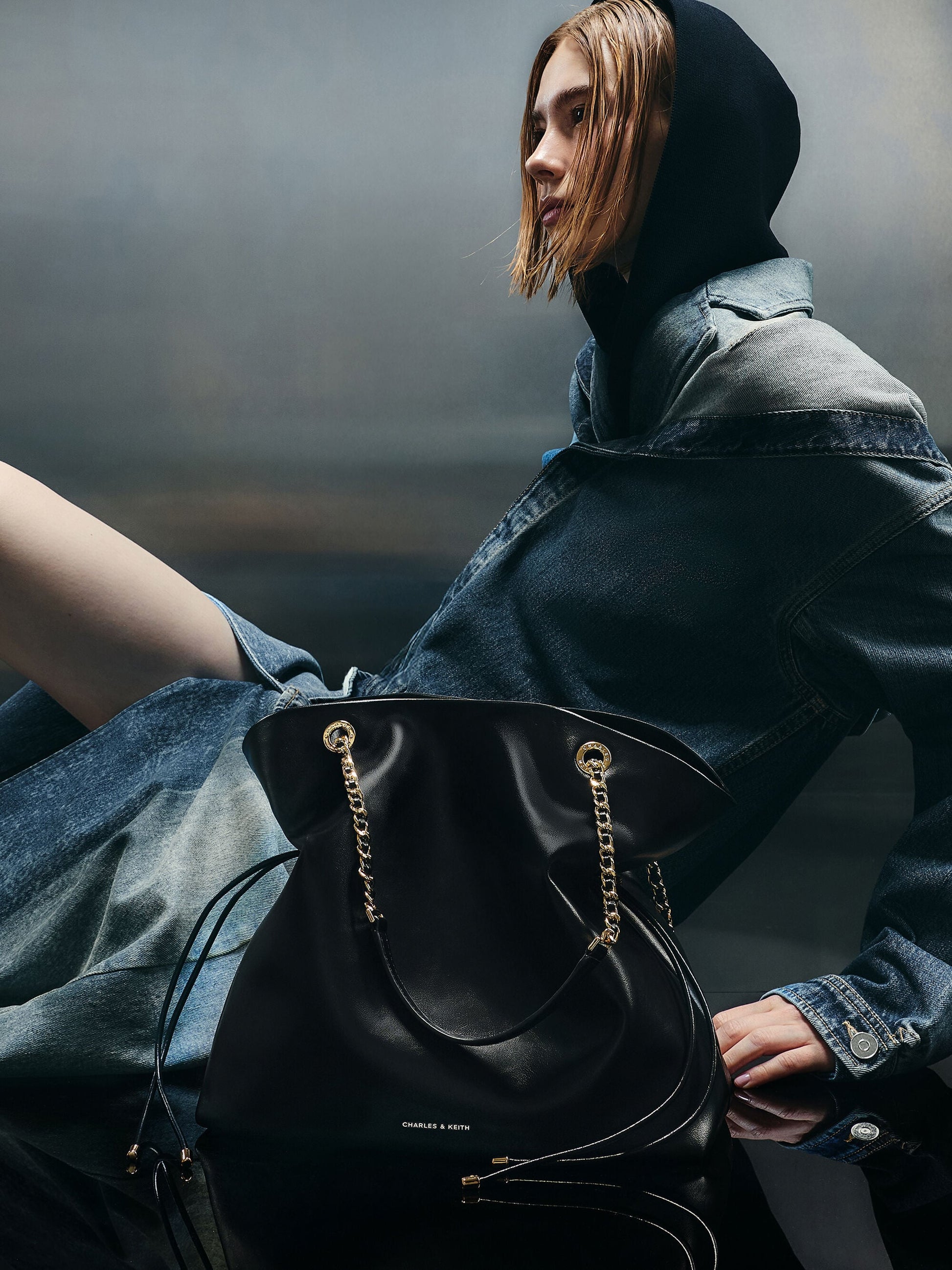 Arya Braided-Chain Tote Bag - Black | CHARLES & KEITH