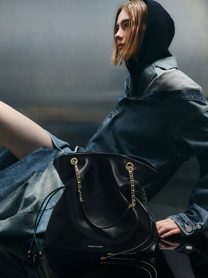 Arya Braided-Chain Tote Bag - Black | CHARLES & KEITH