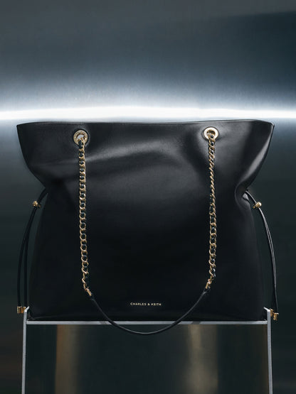 Arya Braided-Chain Tote Bag - Black | CHARLES & KEITH