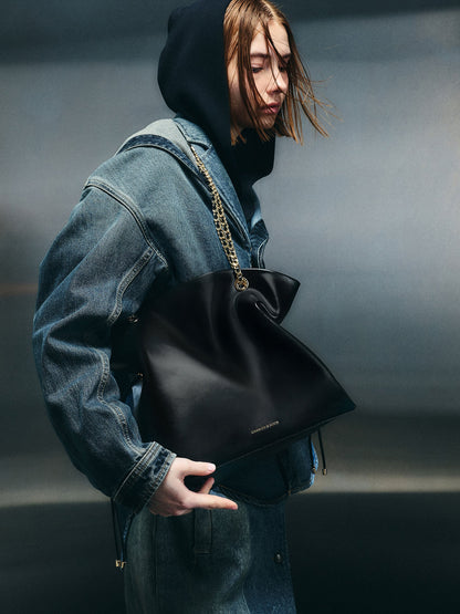 Arya Braided-Chain Tote Bag - Black | CHARLES & KEITH