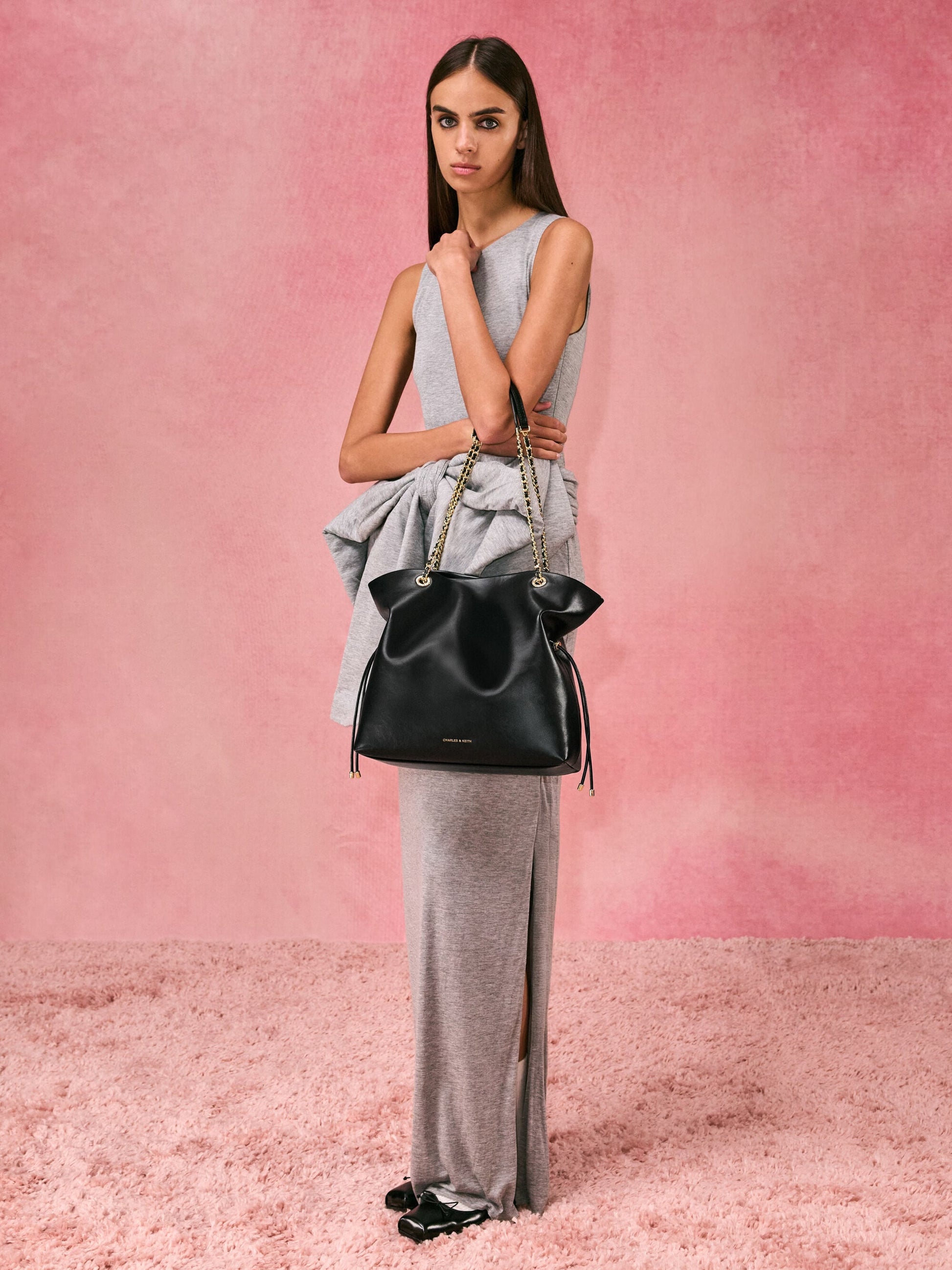 Arya Braided-Chain Tote Bag - Black | CHARLES & KEITH