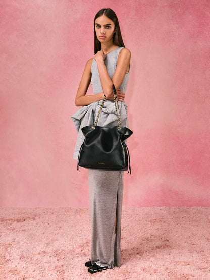 Arya Braided-Chain Tote Bag - Black | CHARLES & KEITH