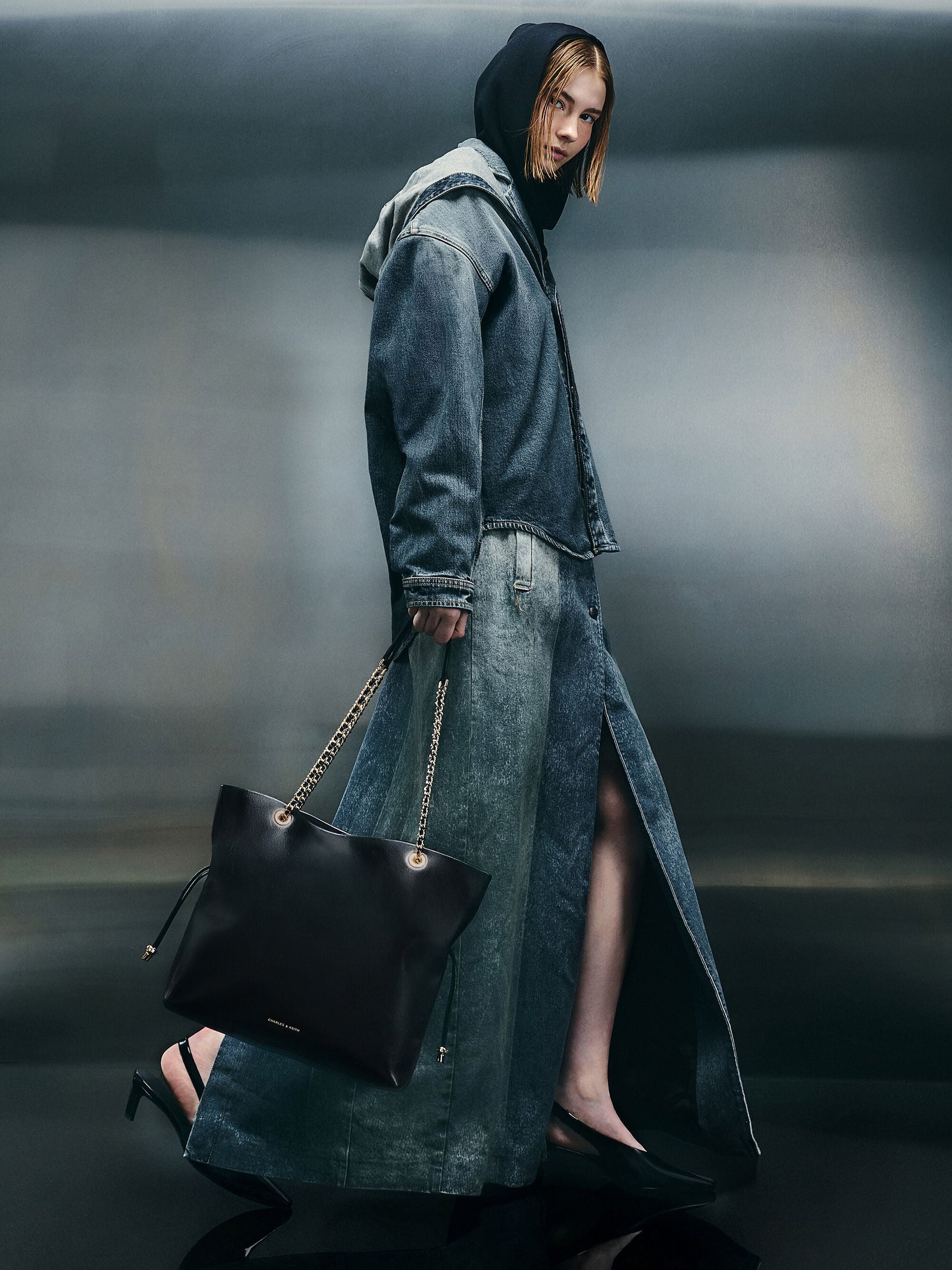 Arya Braided-Chain Tote Bag - Black | CHARLES & KEITH