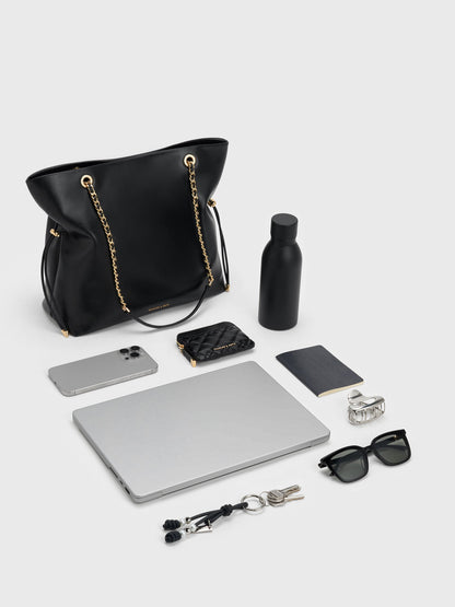 Arya Braided-Chain Tote Bag - Black | CHARLES & KEITH
