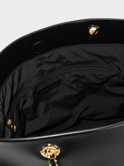 Arya Braided-Chain Tote Bag - Black | CHARLES & KEITH