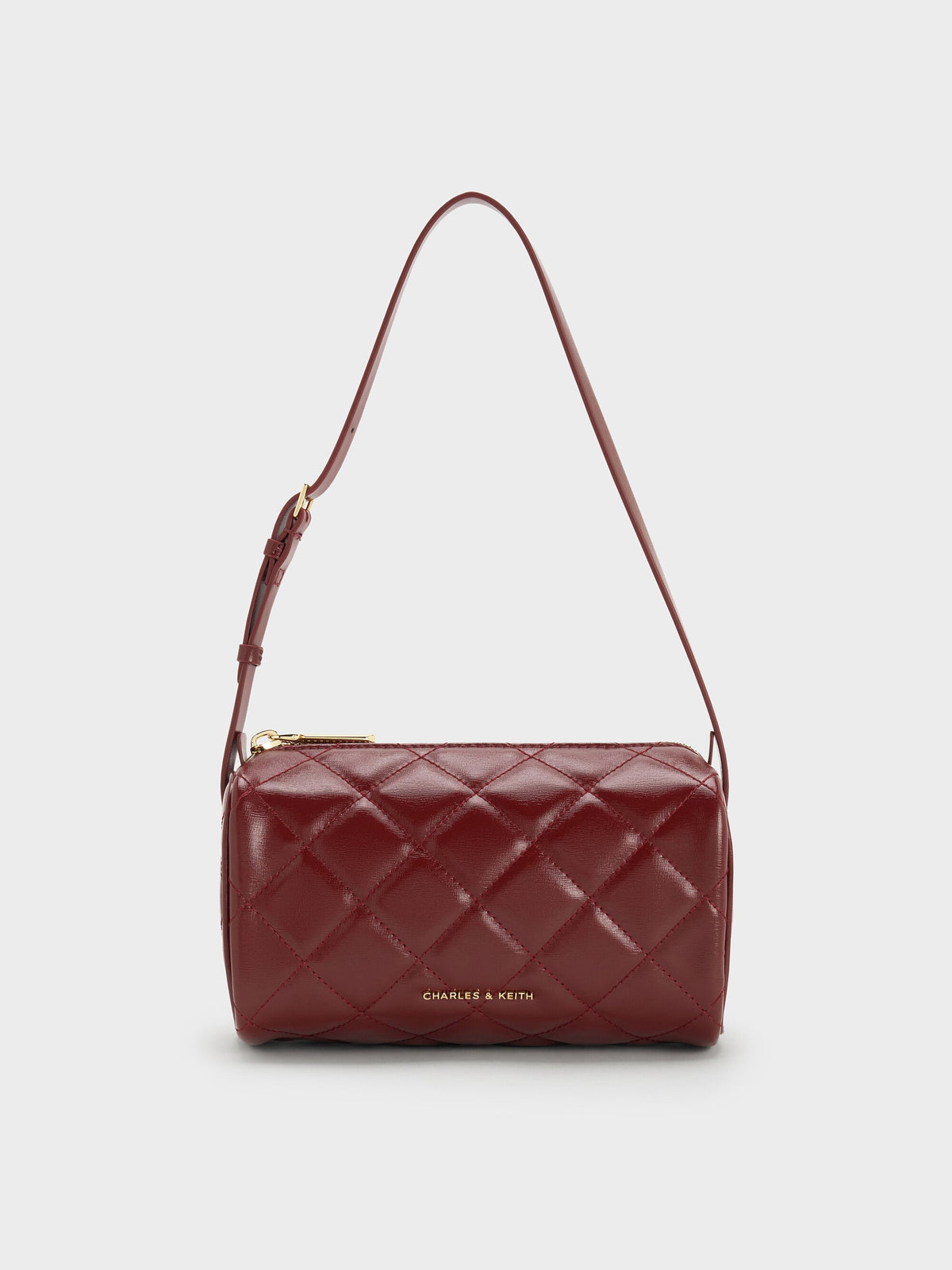 Janie Quilted Shoulder Bag - Burgundy | CHARLES & KEITH