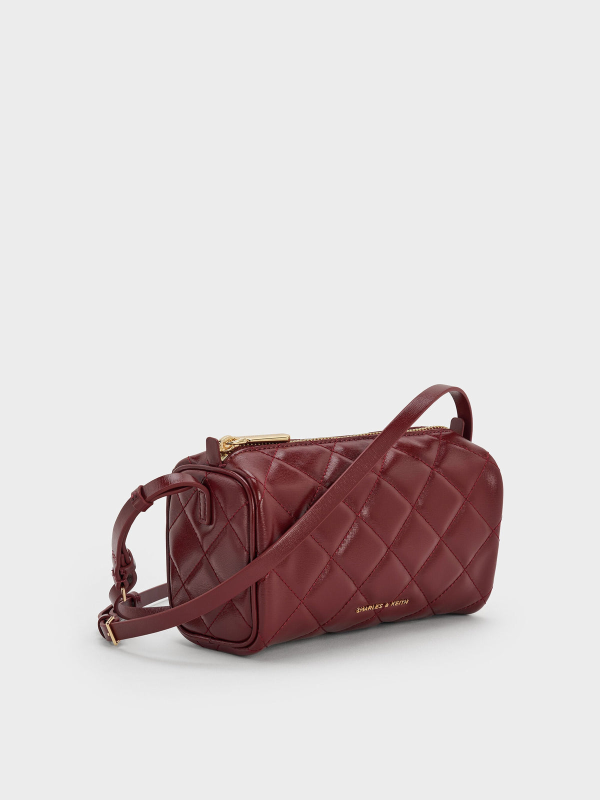 Janie Quilted Shoulder Bag - Burgundy | CHARLES & KEITH