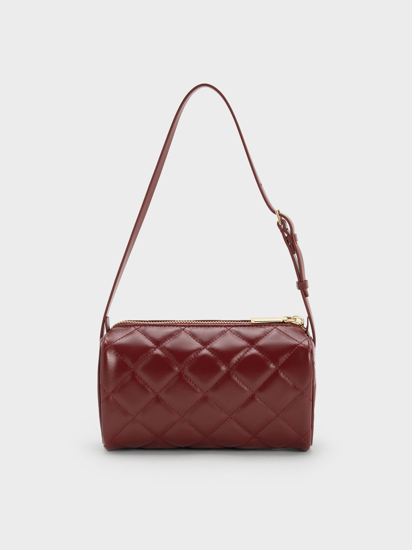 Janie Quilted Shoulder Bag - Burgundy | CHARLES & KEITH