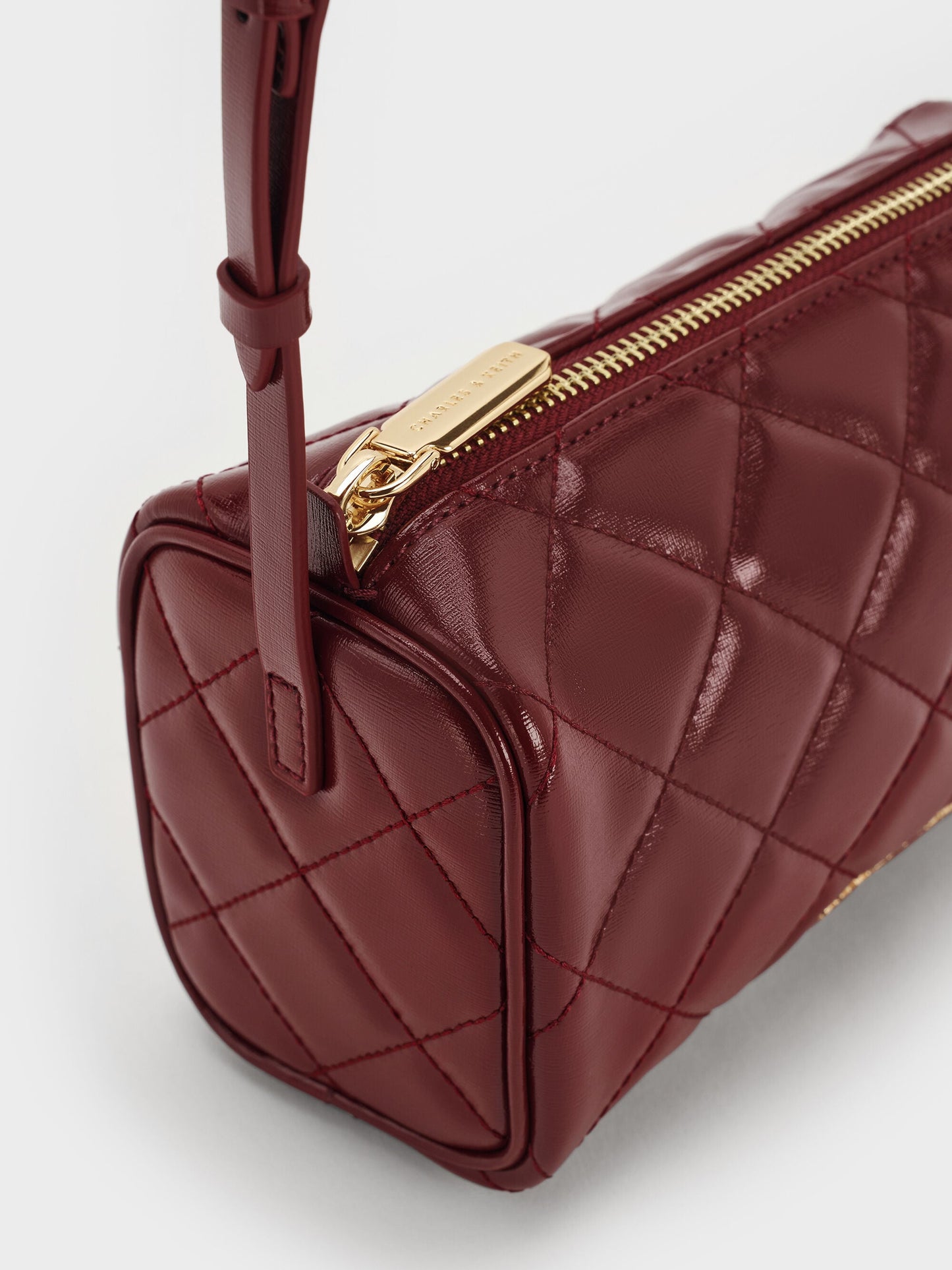 Janie Quilted Shoulder Bag - Burgundy | CHARLES & KEITH